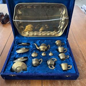 Vintage Brass Miniature Tea Set